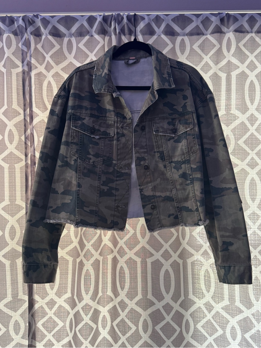Free people  Women's Camouflage Denim Jacket - Olive Camo